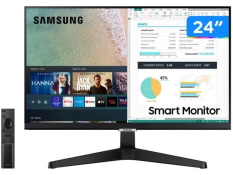 Monitor Full HD Samsung M5 LS24AM506NLMZD - 24” IPS LED HDMI Smart - Magazine Ofertaesperta