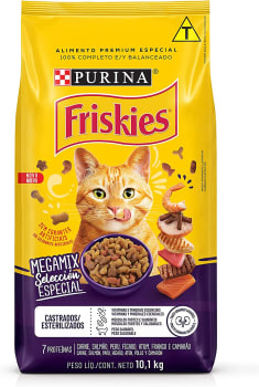  NESTLÉ PURINA FRISKIES Megamix Ração Seca para Gatos Adultos e Castrados 10,1kg 