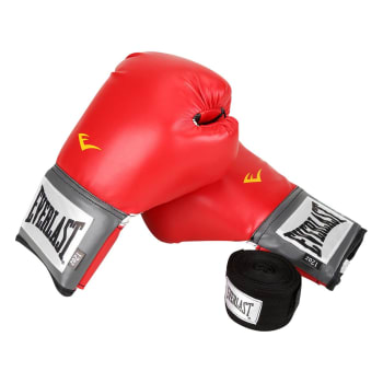 Kit Luva de Boxe Everlast Training 12Oz + Bandagem - Vermelho