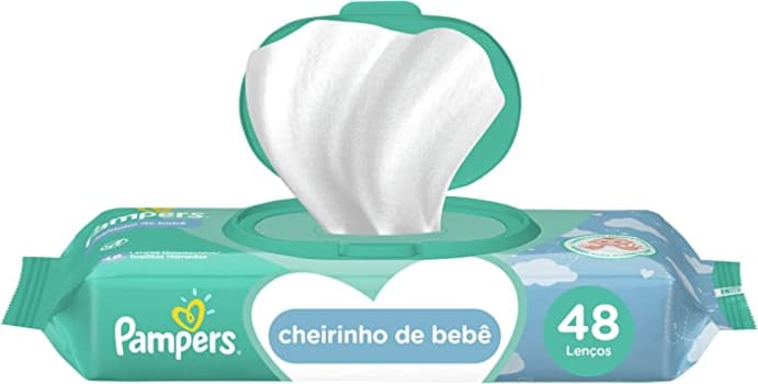 10 Unidades Lenços Umedecidos Pampers Cheirinho de Bebê 48 Unidades Cada