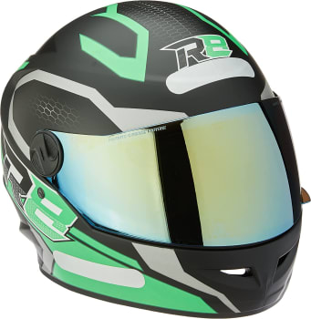 Capacete R8 Air Protork 56 Viseira Dourada Verde/Preto