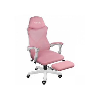 Cadeira Gamer Vinik Rocket, 120kg, Ajuste de altura e inclinação Branco e Rosa - CGR10BRS