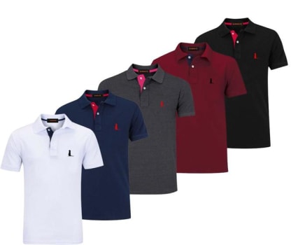 Kit 5 Camisas Polo Original Blusa Camiseta Bordado Marca Top - Surikate - Camisas Pólo Masculinas - Magazine OfertaespertaLogo LuLogo Magalu