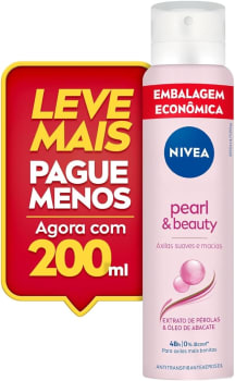 NIVEA Desodorante Antitranspirante Aerossol Pearl & Beauty 200ml - Proteção eficaz de 48 horas contra suor e mau odor, com Extrato de Pérolas, promove axilas bonitas e uniformes