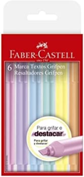 Caneta Marca Texto, Faber-Castell, Grifpen, MT/TP6ZF, 6 Cores, Tons Pastel