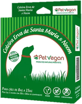  Coleira Natural Erva de Santa Maria & Neem Para Cães de 08kg a 15Kg 