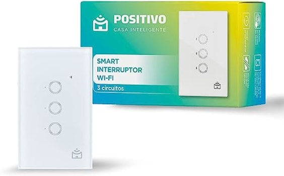 Smart Interruptor Wi-Fi Positivo Casa Inteligente, 3 Módulos, Touch, Branco - Compatível Com Alexa