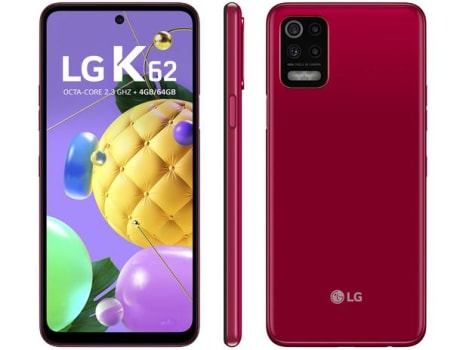 Smartphone LG K62 64GB Vermelho 4G Octa-Core - 4GB RAM Tela 6,59” Câm. Quádrupla + Selfie 13MP - Magazine Ofertaesperta