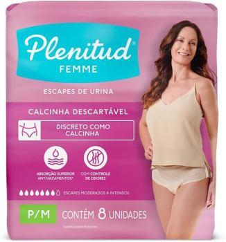 Plenitud Roupa Íntima Active Mulher, 8 unidades - P/M