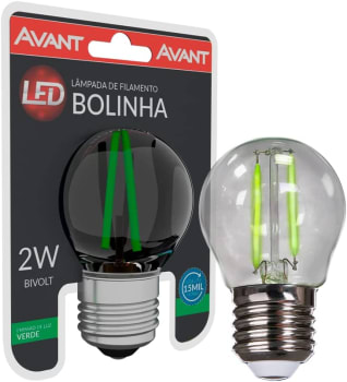 3 Unidades - Lâmpada Bolinha LED 2W Filamento verde Soquete E27 Bivolt Avant