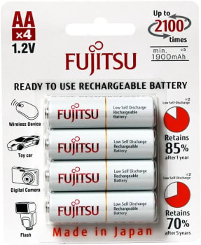 4 Pilhas AA Recarregáveis 2100x da Fujitsu Standard (= Eneloop) com 2000 mAh