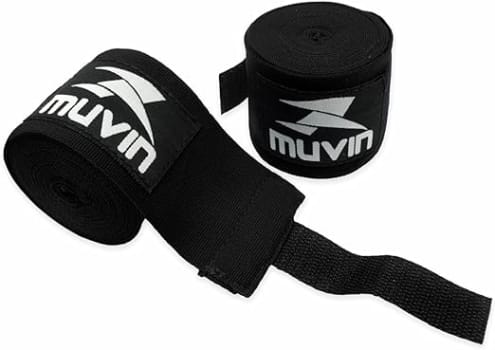 Bandagem Elástica Muvin 3 Metros Com Fechamento em Fecho de Contato e Alça Para Polegar - Atadura de Proteção Para Mãos e Punhos - Faixa de Boxe - Muay Thai - MMA - Artes Marciais - Treino - Unissex