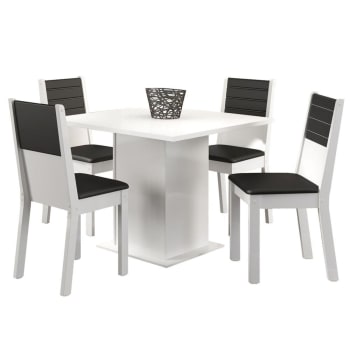 Mesa de Jantar com 4 Cadeiras Madesa Olga - Branca/Preta