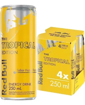 4 Packs — Energético Red Bull Frutas Tropicais 250ml - 4 Unidades (Total 16 unidades)