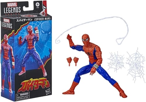 MARVEL Boneco Legends Series 60th Anniversary Japanese Spider-Man, Figura 15 cm - Homem-Aranha - F3459 - Hasbro, Cor: Vermelho, azul e preto.