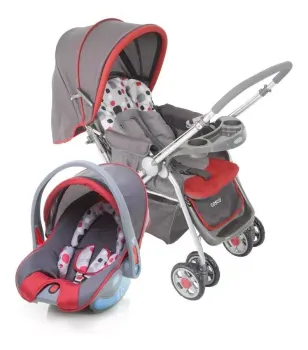 Carrinho De Bebê Travel System Reverse Com Bebê Conforto Vermelho Cosco