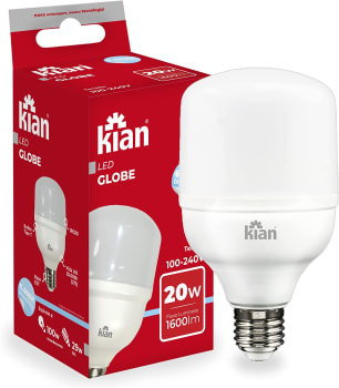 3 Unidades - Lâmpada Led Globe Base E-27 20W 6.5K Bivolt Kian