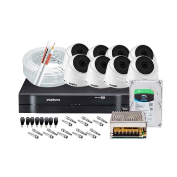 Kit 08 Câmeras Infra 720P 1120D VHL + DVR 1108 - 08 Canais HD 1080 Intelbras + HD SEAGATE 1TB + Acessórios