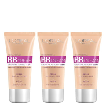 Kit BB Cream L'Oreál Paris Dermo Expertise Base Média 30ml 3 Unidades - Incolor