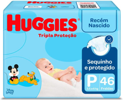 4 Pacotes — Fraldas Huggies Turma da Mônica Tripla Proteção P - 46 Fraldas