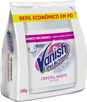 Vanish Tira Manchas Em Pó Crystal White Oxi Action 400G Para Roupas Brancas Refil Econômico