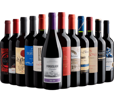 Kit 12 Vinhos por R$26,90 cada garrafa