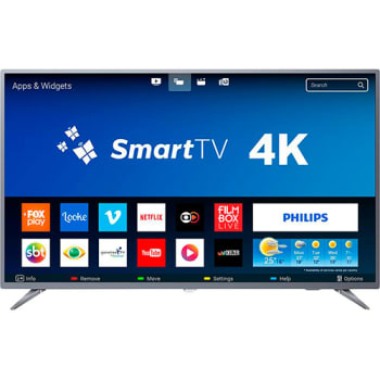 Smart TV LED 55" Philips 55PUG6513/78 Ultra HD 4k com Conversor Digital 3 HDMI 2 USB Wi-Fi 60hz - Prata