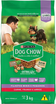 Ração Dog Chow para Cães Filhotes de Raças Pequenas Sabor Frango e Arroz - 3kg Purina para Todas Pequeno Filhotes - Sabor Frango