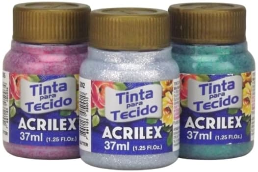 Tinta Para Tecido Com Gliter Acrilex Cristal 37ml