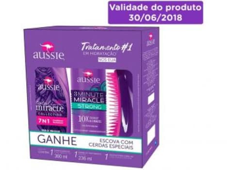 Kit Aussie Total Miracle 7N1 + 3 Minute Miracle - Strong + Escova - Magazine Ofertaesperta