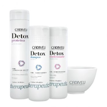 Kit Cadiveu Detox Cuidados Diários: Shampoo 250ml + Condicionador 250ml + Proteína 320ml - GRÁTIS Uma Cumbuca