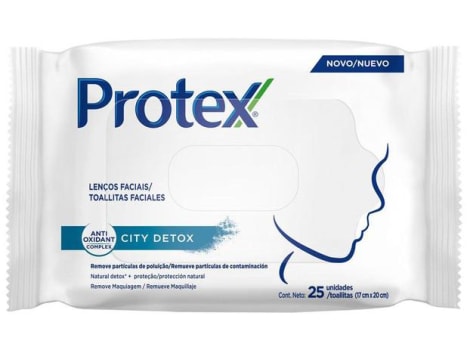 Lenço umedecido Protex City Detox - 25 Unidades