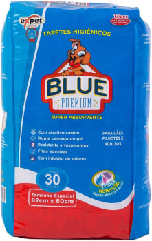 Tapete Higiênico para Cães 82cm X 60cm 30 Unidades - Blue Premium