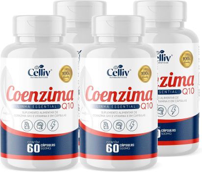 Kit 4x Coenzima Q10 100mg Por Porção 60 Cápsulas Celliv