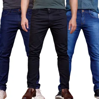 Kit 3 Calças Jeans Masculina Modelo Slim Envio Imediato, Tamanhos 36 ao 48