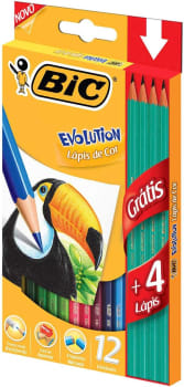 Caixa Lápis de Cor BIC Evolution 12 cores + 4 Lápis de Escrever