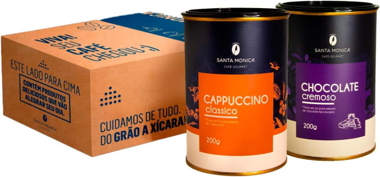 Pack de 2 Latas Lácteos 200g Santa Monica - Chocolate Europeu e Cappuccino