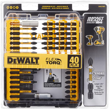 Conjunto de brocas de chave de fenda Dewalt, pronto para impacto, FlexTorq, 40 peças (DWA2T40IR), preto/prata, pronto para usar, conjunto de parafusos