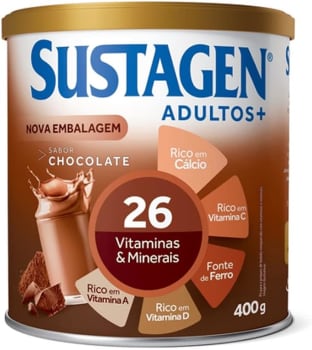 Complemento Alimentar Sustagen Adultos+ Sabor Chocolate - Lata 400G, Sustagen N&E, 400G