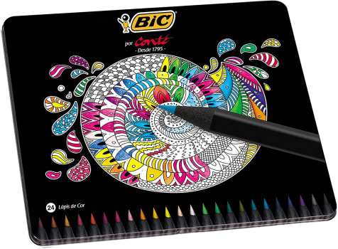 Lápis de Cor BIC Conté, Estojo com 24 cores, 930068, 1 unidade 