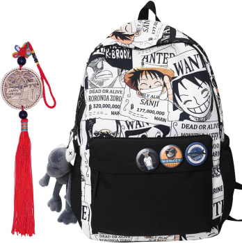 Mochila Anime Geek Estampada Com Acessórios Luffy - One Piece (Disponível Em 2 Cores)