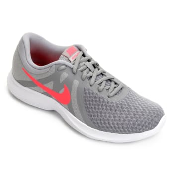 Tênis Nike Revolution 4 Feminino - Cinza e Vermelho