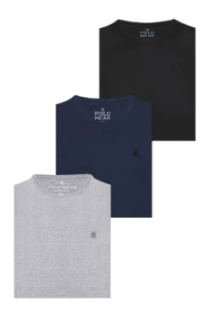 Kit 3 Camisetas Masculinas Regular Polo Wear Sortido