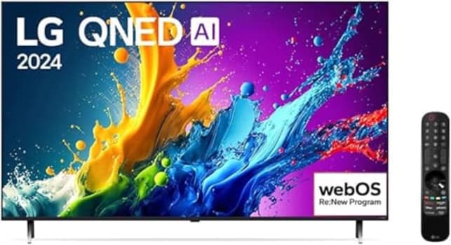 Smart TV 4K 55" LG QNED 55QNED80T Processador α5 Ger7 AI Quantum Dot Nanocell Local Dimming Design Super Slim Alexa/Chromecast integrado webOS 24