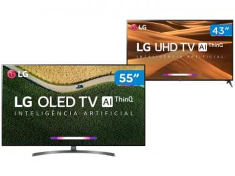 Smart TV 4K OLED 55” LG OLED55B9PSB Wi-Fi - HDR + Smart TV 4K LED 43” LG 43UM7300PSA Wi-Fi HDR