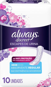 10 Unidades - Absorvente Discreet Incontinência Urinária - Always