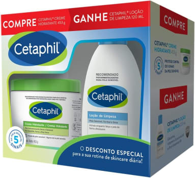 Kit Cetaphil Creme Hidratante 453g + Loção de Limpeza 120mL