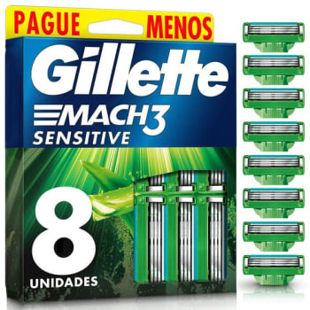 Carga para Aparelho de Barbear Gillette Mach3 Sensitive Leve 8 Pague 6 - Mach 3 - Lâmina e Carga para Aparelho de Barbear - Magazine 