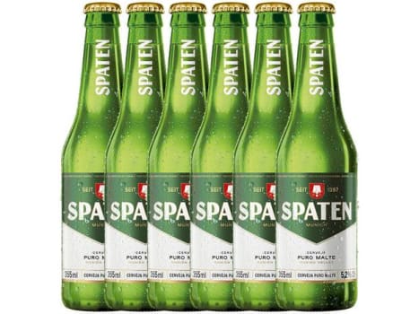 Cerveja Spaten Puro Malte Munich Helles Lager - 6 Unidades Long Neck 355ml - Magazine Ofertaesperta
