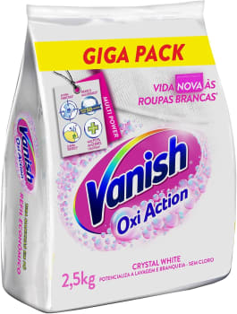 Vanish Tira Manchas Em Pó Crystal White Oxi Action 2,5Kg Para Roupas Brancas